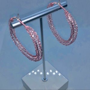 2” Handmade Rose Gold Wire Crocheted Hoop Earrings